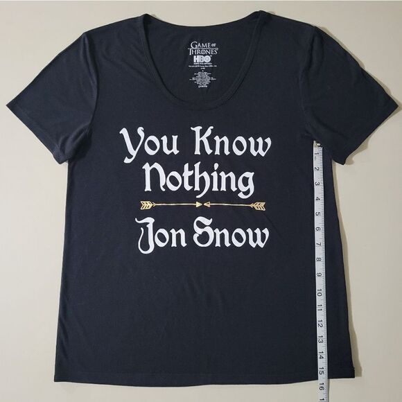 Game of Thrones Black Scoop-Neck You Know Nothing Jon Snow Short Sleeve Tee - Picture 5 of 12